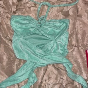Green crop top wrap Towel material size small